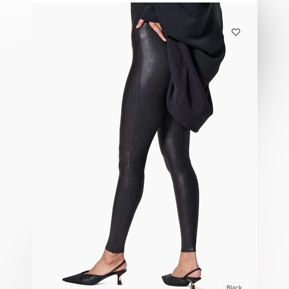 Spanx Faux Leather Shimmer Leggings Black L - Picture 2 of 5